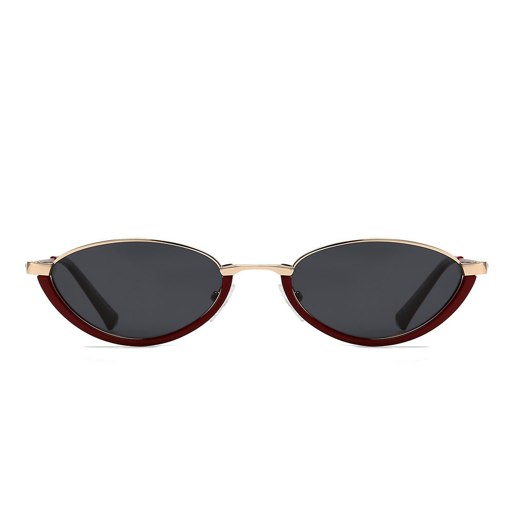 Semi-Rimless Oval Black Frame Sunglasses